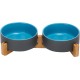 SPUNKYJUNKY Ceramic Double Dog Feeding Bowl with Bamboo Stand, for Cats and Dogs (400 ml, Grey 2) SPUNKYJUNKY Ceramic Double Dog Feeding Bowl with Bamboo Stand, for Cats and Dogs (400 ml, Grey 2)