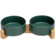 SPUNKYJUNKY Ceramic Double Dog Feeding Bowl with Bamboo Stand, for Cats and Dogs (400 ml, Grey 2) SPUNKYJUNKY Ceramic Double Dog Feeding Bowl with Bamboo Stand, for Cats and Dogs (400 ml, Grey 2)