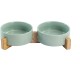 SPUNKYJUNKY Ceramic Double Dog Feeding Bowl with Bamboo Stand, for Cats and Dogs (400 ml, Grey 2) SPUNKYJUNKY Ceramic Double Dog Feeding Bowl with Bamboo Stand, for Cats and Dogs (400 ml, Grey 2)