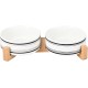SPUNKYJUNKY Ceramic Double Dog Feeding Bowl with Bamboo Stand, for Cats and Dogs (400 ml, Grey 2) SPUNKYJUNKY Ceramic Double Dog Feeding Bowl with Bamboo Stand, for Cats and Dogs (400 ml, Grey 2)
