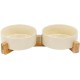 SPUNKYJUNKY Ceramic Double Dog Feeding Bowl with Bamboo Stand, for Cats and Dogs (400 ml, Grey 2) SPUNKYJUNKY Ceramic Double Dog Feeding Bowl with Bamboo Stand, for Cats and Dogs (400 ml, Grey 2)