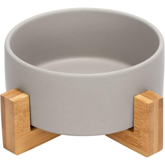 SPUNKYJUNKY Ceramic Double Dog Feeding Bowl with Bamboo Stand, for Cats and Dogs (400 ml, Grey 2) SPUNKYJUNKY Ceramic Double Dog Feeding Bowl with Bamboo Stand, for Cats and Dogs (400 ml, Grey 2)