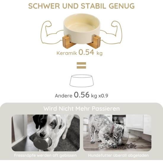 SPUNKYJUNKY Ceramic Double Dog Feeding Bowl with Bamboo Stand, for Cats and Dogs (400 ml, Grey 2) SPUNKYJUNKY Ceramic Double Dog Feeding Bowl with Bamboo Stand, for Cats and Dogs (400 ml, Grey 2)