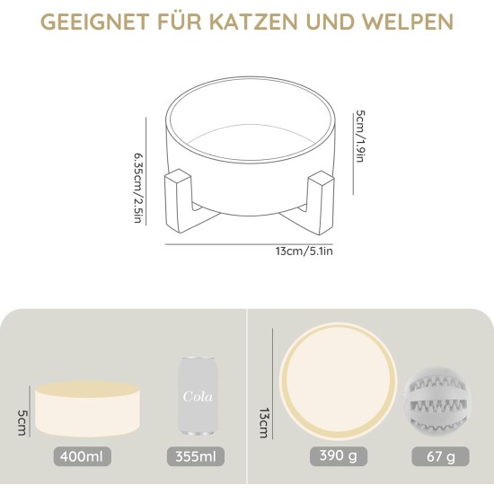 SPUNKYJUNKY Ceramic Double Dog Feeding Bowl with Bamboo Stand, for Cats and Dogs (400 ml, Grey 2) SPUNKYJUNKY Ceramic Double Dog Feeding Bowl with Bamboo Stand, for Cats and Dogs (400 ml, Grey 2)