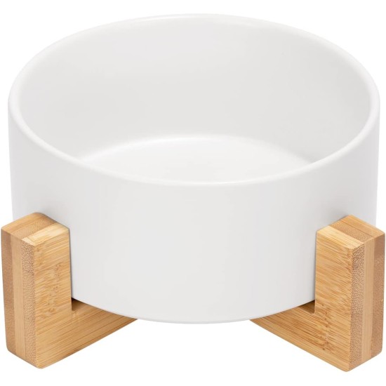 SPUNKYJUNKY Ceramic Double Dog Feeding Bowl with Bamboo Stand, for Cats and Dogs (400 ml, Grey 2) SPUNKYJUNKY Ceramic Double Dog Feeding Bowl with Bamboo Stand, for Cats and Dogs (400 ml, Grey 2)