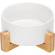 SPUNKYJUNKY Ceramic Double Dog Feeding Bowl with Bamboo Stand, for Cats and Dogs (400 ml, Grey 2) SPUNKYJUNKY Ceramic Double Dog Feeding Bowl with Bamboo Stand, for Cats and Dogs (400 ml, Grey 2)
