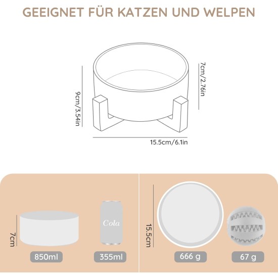 SPUNKYJUNKY Ceramic Double Dog Feeding Bowl with Bamboo Stand, for Cats and Dogs (400 ml, Grey 2) SPUNKYJUNKY Ceramic Double Dog Feeding Bowl with Bamboo Stand, for Cats and Dogs (400 ml, Grey 2)