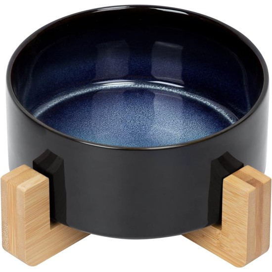 SPUNKYJUNKY Ceramic Double Dog Feeding Bowl with Bamboo Stand, for Cats and Dogs (400 ml, Grey 2) SPUNKYJUNKY Ceramic Double Dog Feeding Bowl with Bamboo Stand, for Cats and Dogs (400 ml, Grey 2)