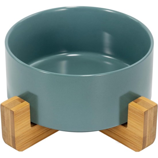 SPUNKYJUNKY Ceramic Double Dog Feeding Bowl with Bamboo Stand, for Cats and Dogs (400 ml, Grey 2) SPUNKYJUNKY Ceramic Double Dog Feeding Bowl with Bamboo Stand, for Cats and Dogs (400 ml, Grey 2)