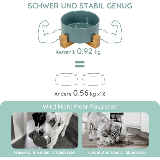SPUNKYJUNKY Ceramic Double Dog Feeding Bowl with Bamboo Stand, for Cats and Dogs (400 ml, Grey 2) SPUNKYJUNKY Ceramic Double Dog Feeding Bowl with Bamboo Stand, for Cats and Dogs (400 ml, Grey 2)