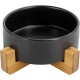 SPUNKYJUNKY Ceramic Double Dog Feeding Bowl with Bamboo Stand, for Cats and Dogs (400 ml, Grey 2) SPUNKYJUNKY Ceramic Double Dog Feeding Bowl with Bamboo Stand, for Cats and Dogs (400 ml, Grey 2)