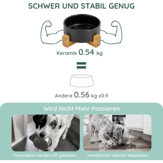 SPUNKYJUNKY Ceramic Double Dog Feeding Bowl with Bamboo Stand, for Cats and Dogs (400 ml, Grey 2) SPUNKYJUNKY Ceramic Double Dog Feeding Bowl with Bamboo Stand, for Cats and Dogs (400 ml, Grey 2)