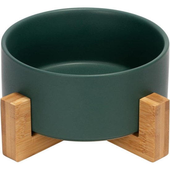 SPUNKYJUNKY Ceramic Double Dog Feeding Bowl with Bamboo Stand, for Cats and Dogs (400 ml, Grey 2) SPUNKYJUNKY Ceramic Double Dog Feeding Bowl with Bamboo Stand, for Cats and Dogs (400 ml, Grey 2)