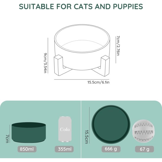SPUNKYJUNKY Ceramic Double Dog Feeding Bowl with Bamboo Stand, for Cats and Dogs (400 ml, Grey 2) SPUNKYJUNKY Ceramic Double Dog Feeding Bowl with Bamboo Stand, for Cats and Dogs (400 ml, Grey 2)