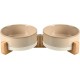 SPUNKYJUNKY Ceramic Double Dog Feeding Bowl with Bamboo Stand, for Cats and Dogs (400 ml, Grey 2) SPUNKYJUNKY Ceramic Double Dog Feeding Bowl with Bamboo Stand, for Cats and Dogs (400 ml, Grey 2)