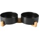 SPUNKYJUNKY Ceramic Double Dog Feeding Bowl with Bamboo Stand, for Cats and Dogs (400 ml, Grey 2) SPUNKYJUNKY Ceramic Double Dog Feeding Bowl with Bamboo Stand, for Cats and Dogs (400 ml, Grey 2)
