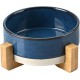 SPUNKYJUNKY Ceramic Double Dog Feeding Bowl with Bamboo Stand, for Cats and Dogs (400 ml, Grey 2) SPUNKYJUNKY Ceramic Double Dog Feeding Bowl with Bamboo Stand, for Cats and Dogs (400 ml, Grey 2)