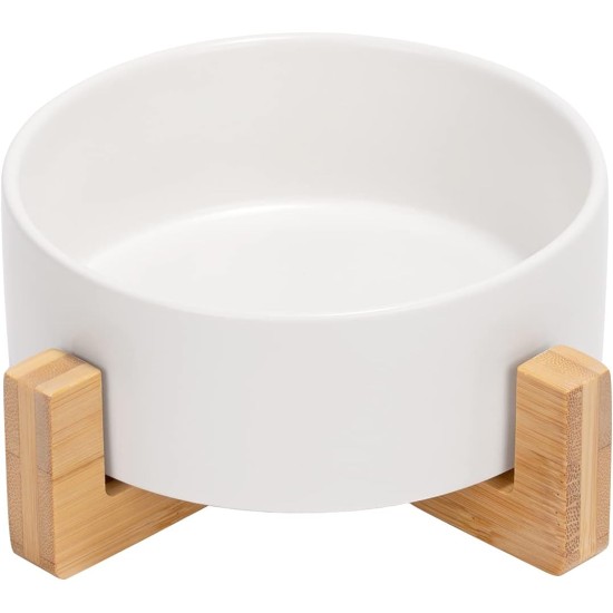 SPUNKYJUNKY Ceramic Double Dog Feeding Bowl with Bamboo Stand, for Cats and Dogs (400 ml, Grey 2) SPUNKYJUNKY Ceramic Double Dog Feeding Bowl with Bamboo Stand, for Cats and Dogs (400 ml, Grey 2)