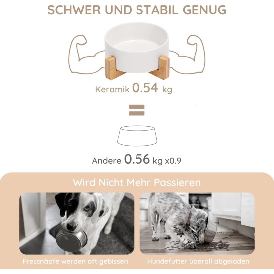SPUNKYJUNKY Ceramic Double Dog Feeding Bowl with Bamboo Stand, for Cats and Dogs (400 ml, Grey 2) SPUNKYJUNKY Ceramic Double Dog Feeding Bowl with Bamboo Stand, for Cats and Dogs (400 ml, Grey 2)