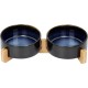 SPUNKYJUNKY Ceramic Double Dog Feeding Bowl with Bamboo Stand, for Cats and Dogs (400 ml, Grey 2) SPUNKYJUNKY Ceramic Double Dog Feeding Bowl with Bamboo Stand, for Cats and Dogs (400 ml, Grey 2)