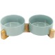 SPUNKYJUNKY Ceramic Double Dog Feeding Bowl with Bamboo Stand, for Cats and Dogs (400 ml, Grey 2) SPUNKYJUNKY Ceramic Double Dog Feeding Bowl with Bamboo Stand, for Cats and Dogs (400 ml, Grey 2)