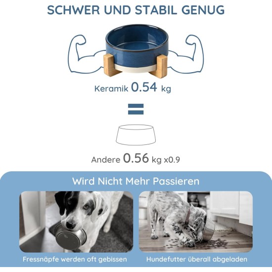 SPUNKYJUNKY Ceramic Double Dog Feeding Bowl with Bamboo Stand, for Cats and Dogs (400 ml, Grey 2) SPUNKYJUNKY Ceramic Double Dog Feeding Bowl with Bamboo Stand, for Cats and Dogs (400 ml, Grey 2)