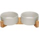 SPUNKYJUNKY Ceramic Double Dog Feeding Bowl with Bamboo Stand, for Cats and Dogs (400 ml, Grey 2) SPUNKYJUNKY Ceramic Double Dog Feeding Bowl with Bamboo Stand, for Cats and Dogs (400 ml, Grey 2)