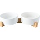 SPUNKYJUNKY Ceramic Double Dog Feeding Bowl with Bamboo Stand, for Cats and Dogs (400 ml, Grey 2) SPUNKYJUNKY Ceramic Double Dog Feeding Bowl with Bamboo Stand, for Cats and Dogs (400 ml, Grey 2)