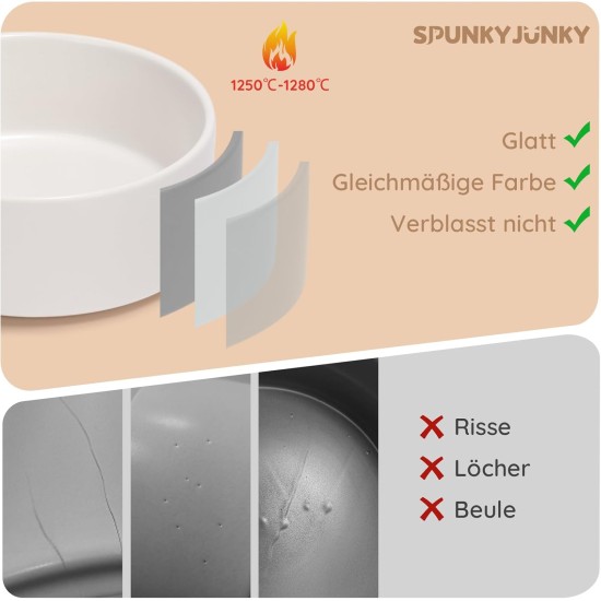 SPUNKYJUNKY Ceramic Double Dog Feeding Bowl with Bamboo Stand, for Cats and Dogs (400 ml, Grey 2) SPUNKYJUNKY Ceramic Double Dog Feeding Bowl with Bamboo Stand, for Cats and Dogs (400 ml, Grey 2)