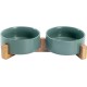 SPUNKYJUNKY Ceramic Double Dog Feeding Bowl with Bamboo Stand, for Cats and Dogs (400 ml, Grey 2) SPUNKYJUNKY Ceramic Double Dog Feeding Bowl with Bamboo Stand, for Cats and Dogs (400 ml, Grey 2)
