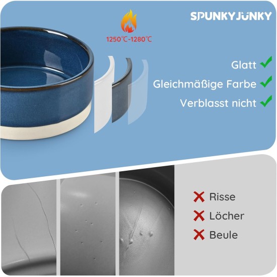 SPUNKYJUNKY Ceramic Double Dog Feeding Bowl with Bamboo Stand, for Cats and Dogs (400 ml, Grey 2) SPUNKYJUNKY Ceramic Double Dog Feeding Bowl with Bamboo Stand, for Cats and Dogs (400 ml, Grey 2)
