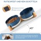 SPUNKYJUNKY Ceramic Double Dog Feeding Bowl with Bamboo Stand, for Cats and Dogs (400 ml, Grey 2) SPUNKYJUNKY Ceramic Double Dog Feeding Bowl with Bamboo Stand, for Cats and Dogs (400 ml, Grey 2)