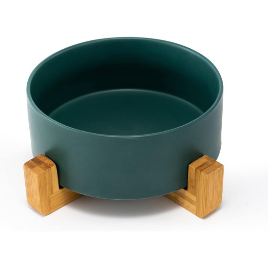 SPUNKYJUNKY Ceramic Double Dog Feeding Bowl with Bamboo Stand, for Cats and Dogs (400 ml, Grey 2) SPUNKYJUNKY Ceramic Double Dog Feeding Bowl with Bamboo Stand, for Cats and Dogs (400 ml, Grey 2)
