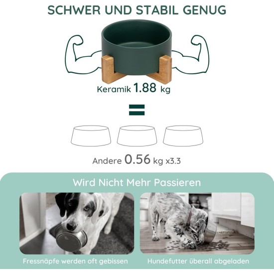 SPUNKYJUNKY Ceramic Double Dog Feeding Bowl with Bamboo Stand, for Cats and Dogs (400 ml, Grey 2) SPUNKYJUNKY Ceramic Double Dog Feeding Bowl with Bamboo Stand, for Cats and Dogs (400 ml, Grey 2)