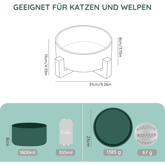 SPUNKYJUNKY Ceramic Double Dog Feeding Bowl with Bamboo Stand, for Cats and Dogs (400 ml, Grey 2) SPUNKYJUNKY Ceramic Double Dog Feeding Bowl with Bamboo Stand, for Cats and Dogs (400 ml, Grey 2)