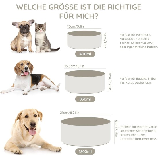 SPUNKYJUNKY Ceramic Double Dog Feeding Bowl with Bamboo Stand, for Cats and Dogs (400 ml, Grey 2) SPUNKYJUNKY Ceramic Double Dog Feeding Bowl with Bamboo Stand, for Cats and Dogs (400 ml, Grey 2)