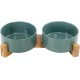SPUNKYJUNKY Ceramic Double Dog Feeding Bowl with Bamboo Stand, for Cats and Dogs (400 ml, Grey 2) SPUNKYJUNKY Ceramic Double Dog Feeding Bowl with Bamboo Stand, for Cats and Dogs (400 ml, Grey 2)