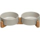 SPUNKYJUNKY Ceramic Double Dog Feeding Bowl with Bamboo Stand, for Cats and Dogs (400 ml, Grey 2) SPUNKYJUNKY Ceramic Double Dog Feeding Bowl with Bamboo Stand, for Cats and Dogs (400 ml, Grey 2)