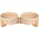 SPUNKYJUNKY Ceramic Double Dog Feeding Bowl with Bamboo Stand, for Cats and Dogs (400 ml, Grey 2) SPUNKYJUNKY Ceramic Double Dog Feeding Bowl with Bamboo Stand, for Cats and Dogs (400 ml, Grey 2)