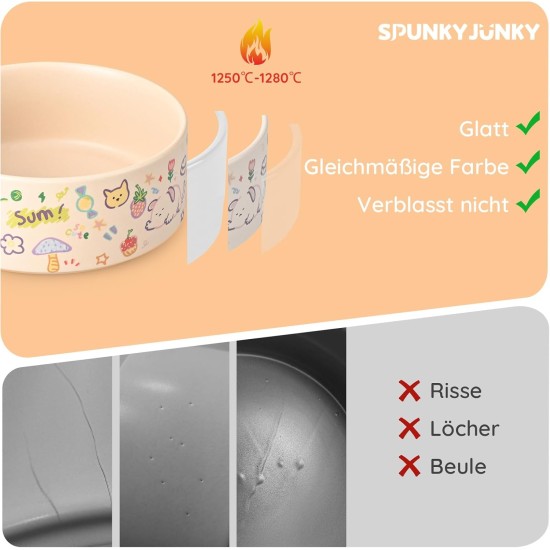 SPUNKYJUNKY Ceramic Double Dog Feeding Bowl with Bamboo Stand, for Cats and Dogs (400 ml, Grey 2) SPUNKYJUNKY Ceramic Double Dog Feeding Bowl with Bamboo Stand, for Cats and Dogs (400 ml, Grey 2)