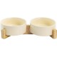 SPUNKYJUNKY Ceramic Double Dog Feeding Bowl with Bamboo Stand, for Cats and Dogs (400 ml, Grey 2) SPUNKYJUNKY Ceramic Double Dog Feeding Bowl with Bamboo Stand, for Cats and Dogs (400 ml, Grey 2)