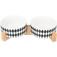 SPUNKYJUNKY Ceramic Double Dog Feeding Bowl with Bamboo Stand, for Cats and Dogs (400 ml, Grey 2) SPUNKYJUNKY Ceramic Double Dog Feeding Bowl with Bamboo Stand, for Cats and Dogs (400 ml, Grey 2)
