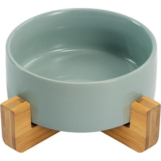 SPUNKYJUNKY Ceramic Double Dog Feeding Bowl with Bamboo Stand, for Cats and Dogs (400 ml, Grey 2) SPUNKYJUNKY Ceramic Double Dog Feeding Bowl with Bamboo Stand, for Cats and Dogs (400 ml, Grey 2)