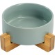 SPUNKYJUNKY Ceramic Double Dog Feeding Bowl with Bamboo Stand, for Cats and Dogs (400 ml, Grey 2) SPUNKYJUNKY Ceramic Double Dog Feeding Bowl with Bamboo Stand, for Cats and Dogs (400 ml, Grey 2)