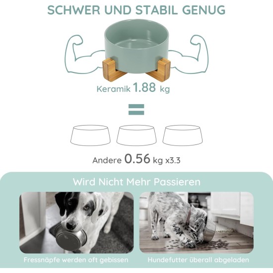 SPUNKYJUNKY Ceramic Double Dog Feeding Bowl with Bamboo Stand, for Cats and Dogs (400 ml, Grey 2) SPUNKYJUNKY Ceramic Double Dog Feeding Bowl with Bamboo Stand, for Cats and Dogs (400 ml, Grey 2)