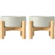 SPUNKYJUNKY Ceramic Raised Dog Bowl Set with Bamboo Stand for Cats and Dogs (850 ml, Grey)