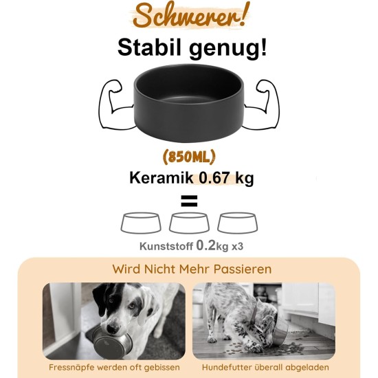 SPUNKYJUNKY Ceramic Raised Dog Bowl Set with Bamboo Stand for Cats and Dogs (850 ml, Grey) SPUNKYJUNKY Ceramic Raised Dog Bowl Set with Bamboo Stand for Cats and Dogs (850 ml, Grey)