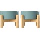 SPUNKYJUNKY Ceramic Raised Dog Bowl Set with Bamboo Stand for Cats and Dogs (850 ml, Grey)