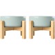 SPUNKYJUNKY Ceramic Raised Dog Bowl Set with Bamboo Stand for Cats and Dogs (850 ml, Grey)