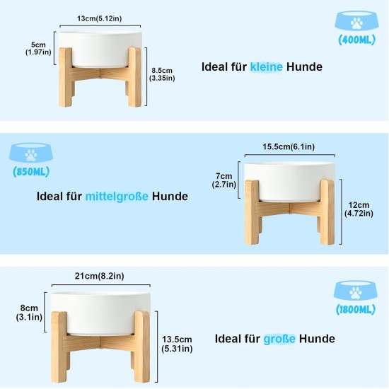 SPUNKYJUNKY Ceramic Raised Dog Bowl Set with Bamboo Stand for Cats and Dogs (850 ml, Grey) SPUNKYJUNKY Ceramic Raised Dog Bowl Set with Bamboo Stand for Cats and Dogs (850 ml, Grey)